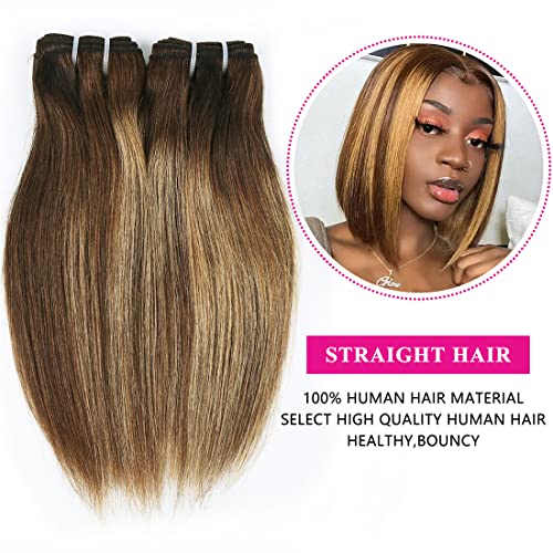 14 Inch Natural Human Hair Bob Weave for Women Medium Density - Image 4
