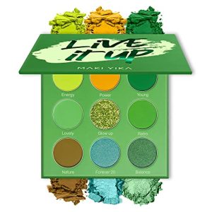 Vibrant Orange and Green Eyeshadow Palette for Eye Makeup, 12 Shades