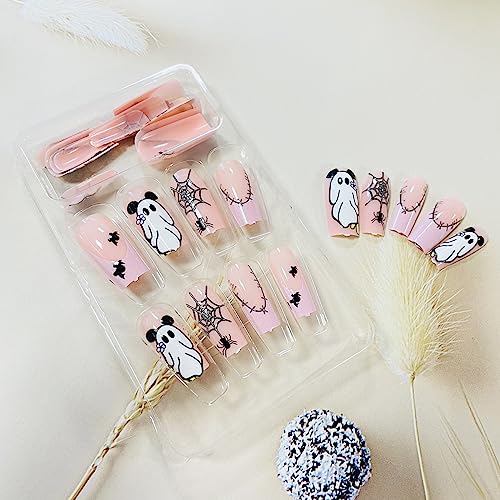 Spooky Halloween Acrylic Nails for Women - 24 Piece Set with Stylish Nail Art - Image 4