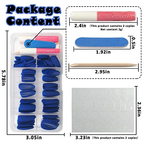 Matte Blue Acrylic Nails Stylish Trendy Nail Art Design 24 Pieces - Image 4