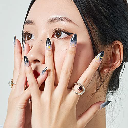 Black French Tip Coffin Acrylic Nails - 24 Piece Set for Stylish Manicure - Image 6