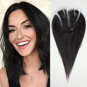 Medium Length Human Hair Crown Topper for a Natural Look, Easy Application