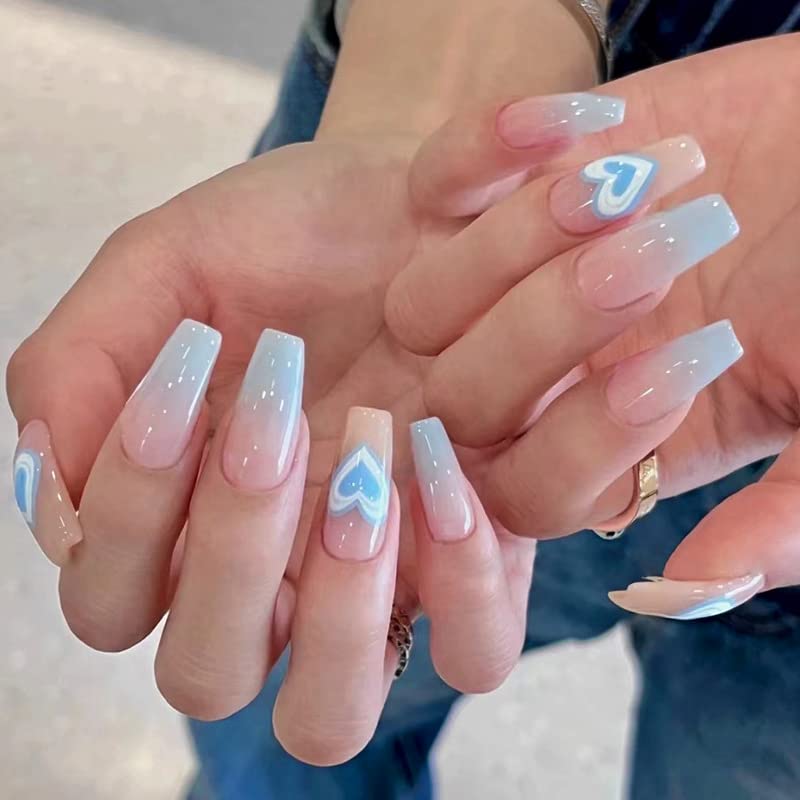 Crip Blue Acrylic Nail Art Design for Stylish and Trendy Nail Looks