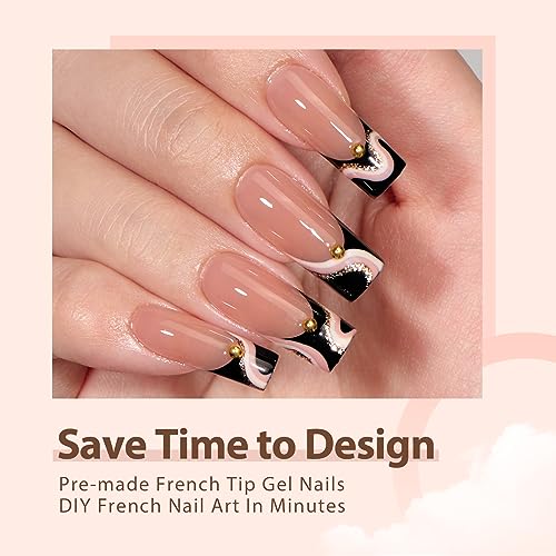 24 Count Black Tip Acrylic Nails Set Durable Easy-to-Apply for a Perfect Manicure - Image 3