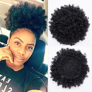 Natural Human Hair Afro Puff Extensions for Women, Soft, Lightweight, 2 Piece Set