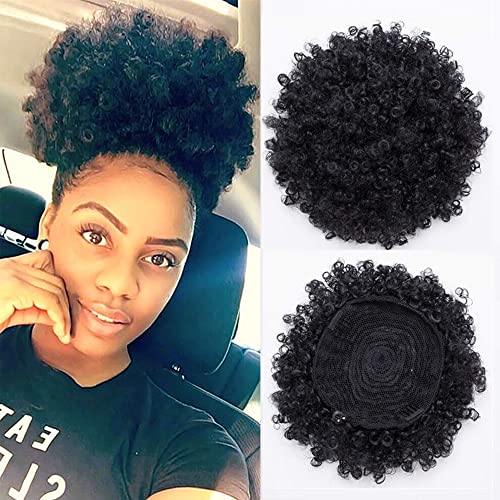 Natural Human Hair Afro Puff Extensions for Women, Soft, Lightweight, 2 Piece Set