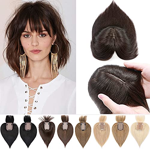 100% Human Hair Crown Hair Piece for Natural Look, Easy Wear, Medium