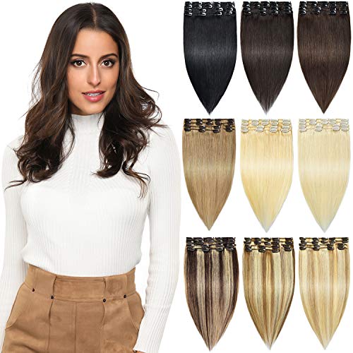 Premium Quality 22-inch Human Hair Clip-In Extensions for Instant Volume
