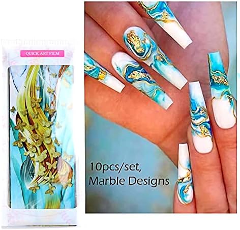 24 Piece Acrylic Nail Set with Elegant Foil Design, Durable & Stylish Nail Art - Image 3