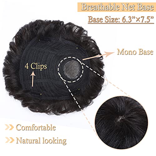 16-Inch Curly Human Hair Topper for Natural Volume and Root Coverage - Image 3