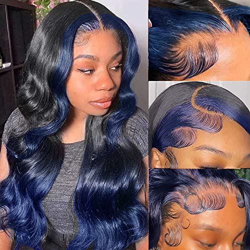 Blue Ombre Human Hair Wig for Women - 18 Inch, Ready-to-Wear Comfort - Image 2