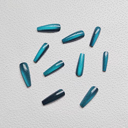 Teal Blue Acrylic Nails Set - Stylish, Durable Press-On Manicure - Easy Application - Image 2