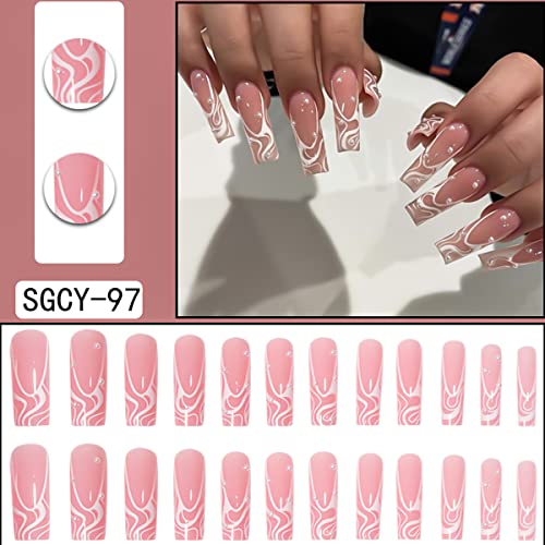 Square Acrylic Nail Designs for Stylish Nail Art, 24 Pieces - Image 2