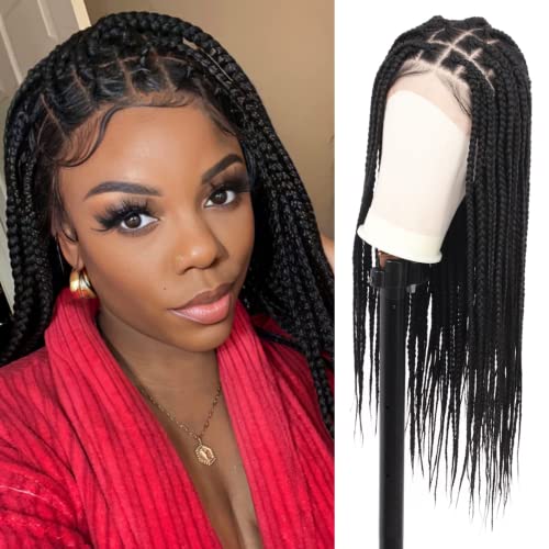 24 Inch Ombre Brown Human Hair Braided Wig For Women, All-Day Comfort