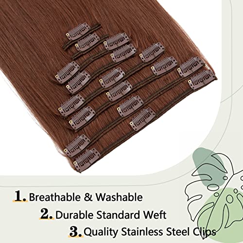 Short Auburn Human Hair Extensions - Natural Look, Easy Styling, 14 Inch - Image 3