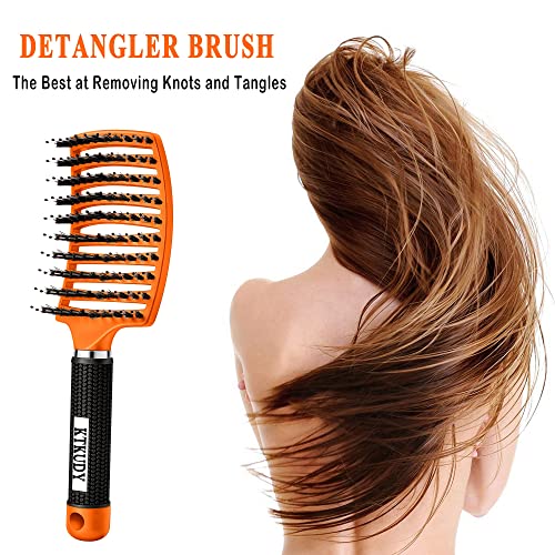 Orange Lightweight Detangling and Styling Hair Brush for All Hair Types - Image 4