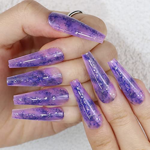 Short Purple Acrylic Nails. - Image 2