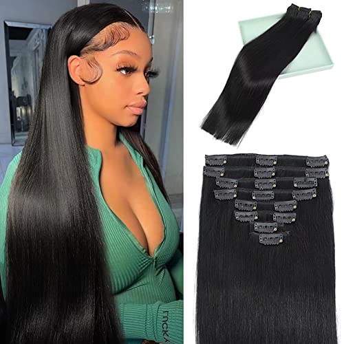 Clip-In Human Hair Extensions 20 Inch Natural Volume and Length