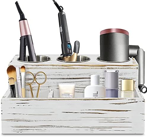 Hair tool organizer for blow dryer and straightener.