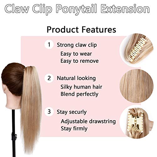 18 Inch Natural Brown Human Hair 120g Claw Clip Ponytail Extension for Effortless Styles - Image 3