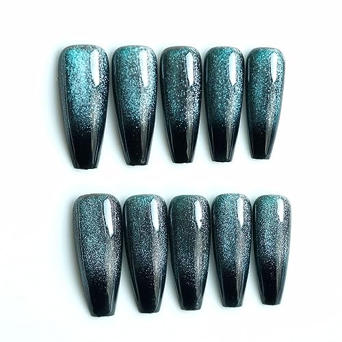 Chic Black and Blue Acrylic Nails Kit for Trendy Nail Art Designs - Image 2