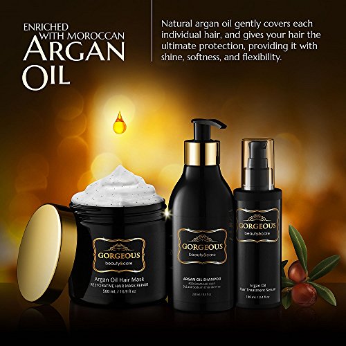 Nourishing Argan Oil Hair Treatment Set Dry Hair Revitalization 8 oz Bottle - Image 2
