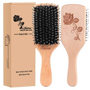 Boar Bristle Nylon Hair Brush for All Hair Types Ergonomic Handle Medium Size