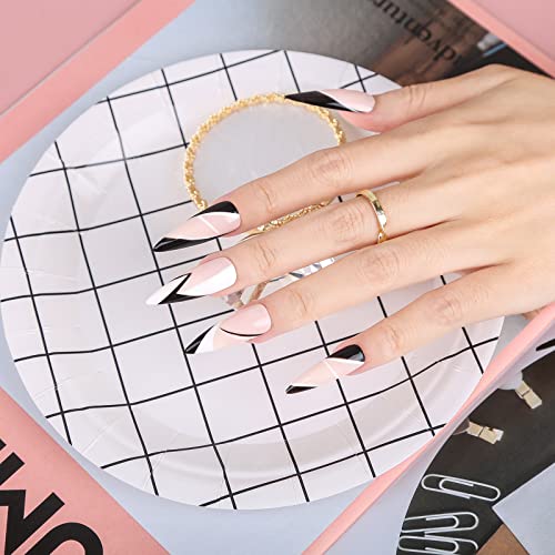 Long-Lasting Black Gel Nails Set with Stylish Designs for Beautiful Manicures - Image 7