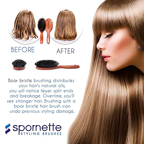 Boar Bristle Hair Brush for Smooth and Shiny Hair Natural Bristles Medium Size - Image 7