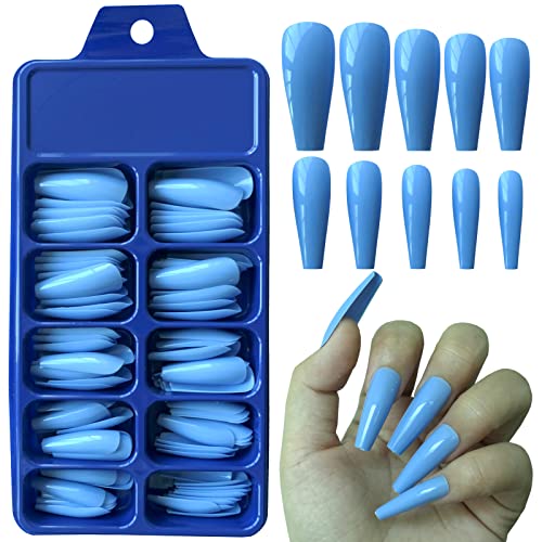 Blue Pastel Acrylic Nail Design Set for Elegant and Stylish Nail Art
