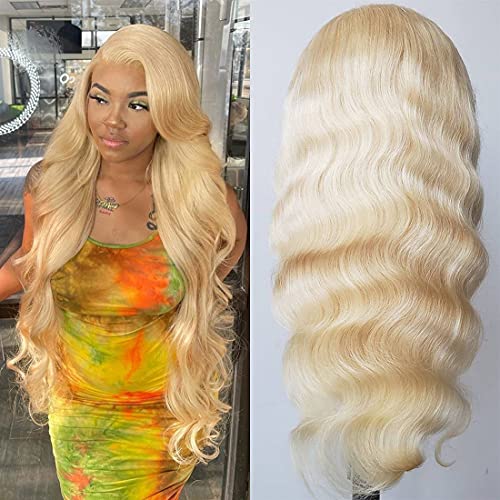 13x4 Lace Front Natural Straight 613 Blonde Human Hair Closure Wig 150% Density