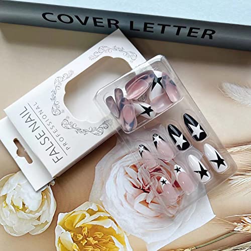 Beige and Black Acrylic Nail Set for Chic Manicures - 24 Pieces, Long-Lasting - Image 4