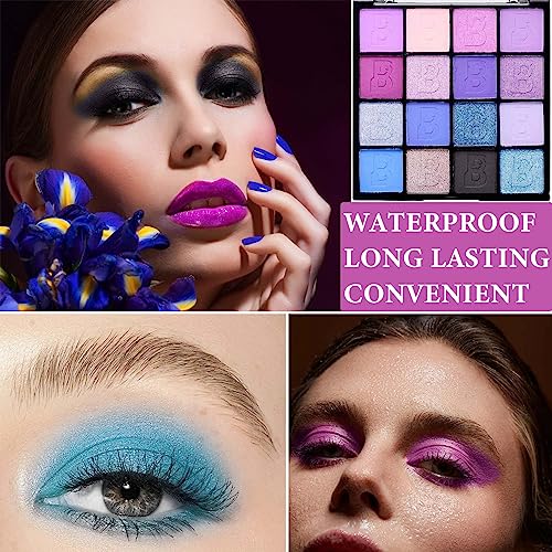 **New! 12-Shade Blue and Purple Eyeshadow Palette for Vibrant Eye Makeup Looks** - Image 5