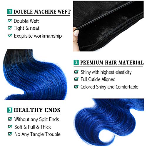 Premium Blue Human Hair Bundles Extensions 100g Each for Full Look - Image 3