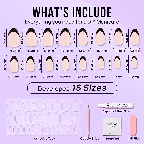 Black Stick-On Nails 24 Count Set Instant Glam Easy Application - Image 5