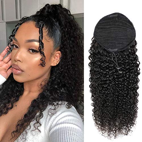 20-Inch Natural Look Human Hair Drawstring Ponytail Extensions for Effortless Styling