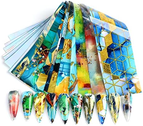 24 Piece Acrylic Nail Set with Elegant Foil Design, Durable & Stylish Nail Art