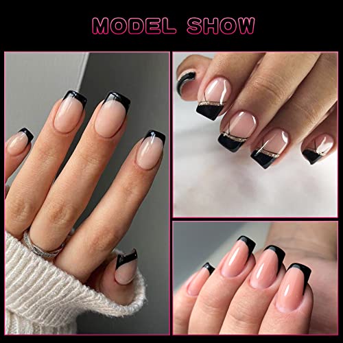 24 Piece Black and Clear Acrylic Nail Set for Stylish Nail Art Manicure - Image 7