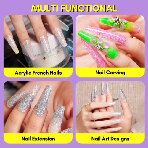 Sparkling White Glitter Acrylic Nails, Long-Lasting & Easy Apply, 24 Piece Set - Image 4