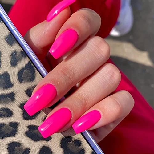 24 Pack Neon Coffin Acrylic Nails Assorted Colors Stunning Nail Art