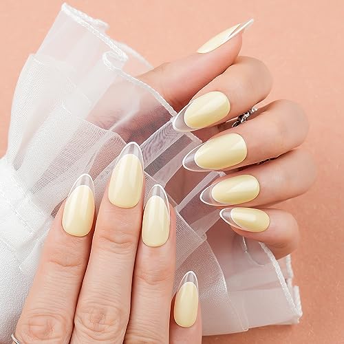 24 Count French Almond Acrylic Nail Tips - Durable & Stylish Nail Art