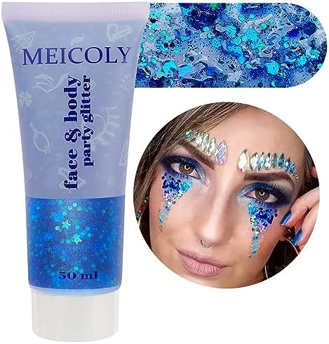 Vibrant Blue Eyeshadow and Red Lipstick Makeup Set, New Condition