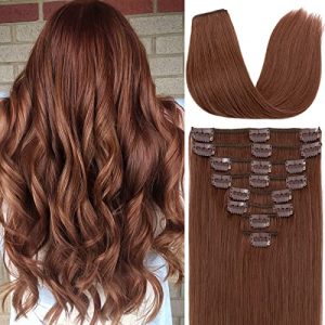 Short Auburn Human Hair Extensions - Natural Look, Easy Styling, 14 Inch