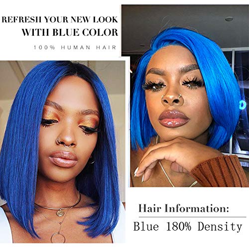 Blue Lace Front Human Hair Wig - Image 5