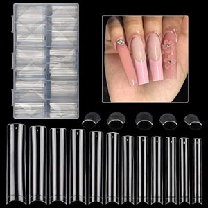 Clear Tapered Square Acrylic Nail Tips for Professional Nail Art, 500 Piece Set