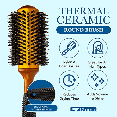 Gentle Wooden Detangling Hair Brush, Round Design, 9-inch Size for Styling - Image 3