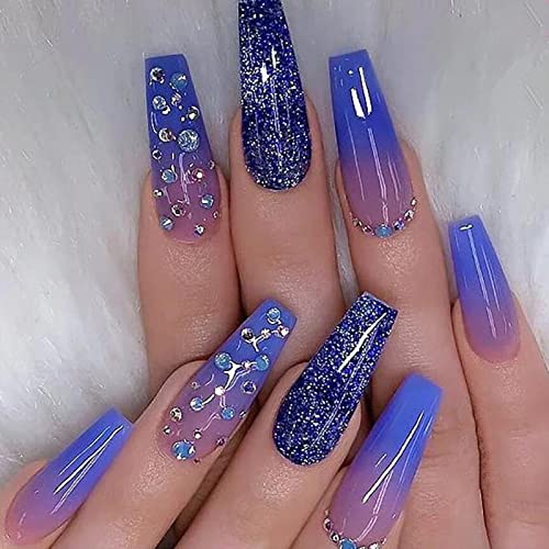Stylish Coffin Shape Acrylic Nails for Trendy Nail Art Various Colors