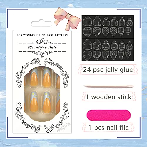 Light Blue Coffin Shaped Acrylic Nail Tips 24 Piece Set for Stylish Nail Art - Image 2