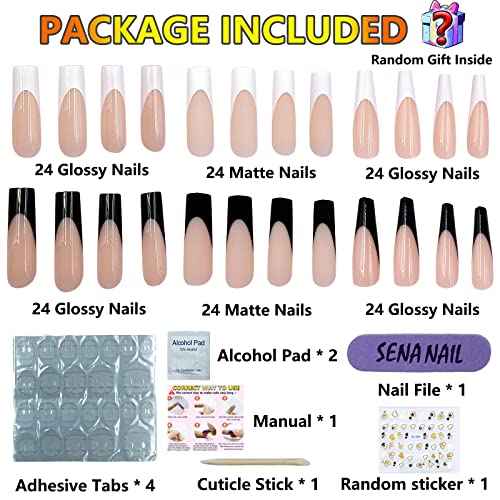 24 Piece Set Black French Tip Acrylic Nails - Elegant, Durable, Easy to Apply Design - Image 6