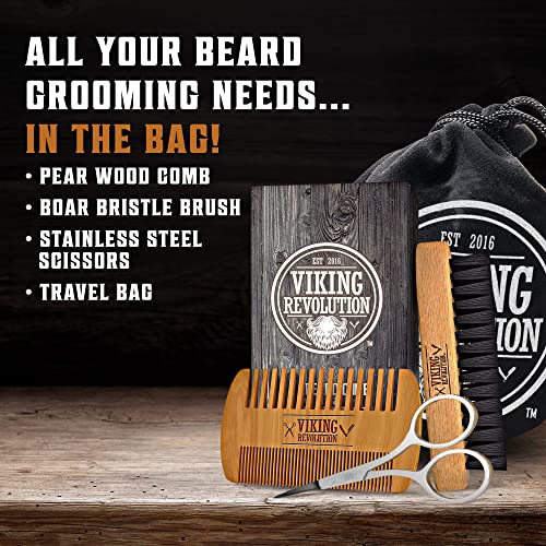 Natural Boar Bristle Beard Brush for Grooming Styling - Compact Size - Image 2